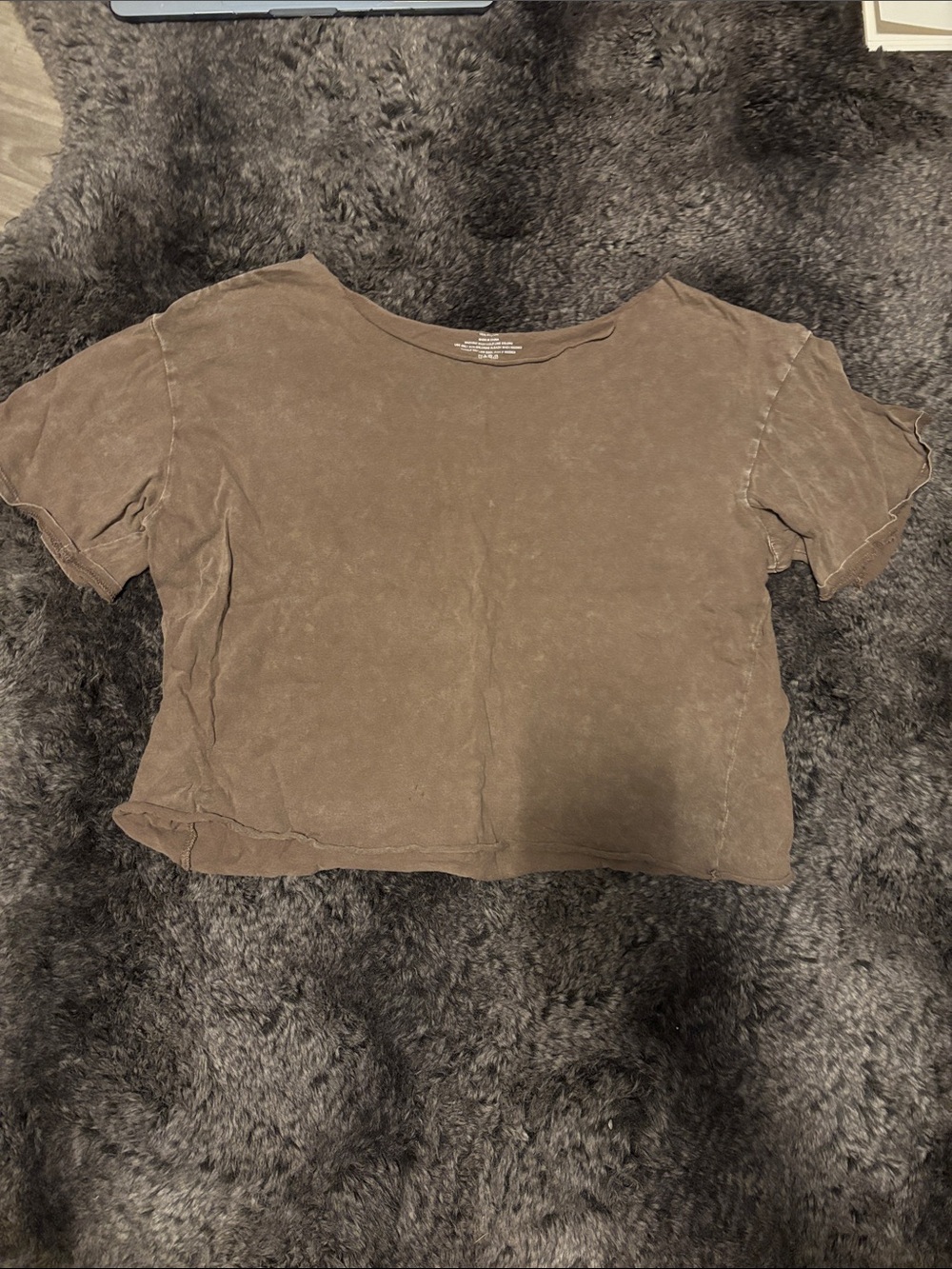 Caution To The Wind Brown Cropped Crewneck Tee